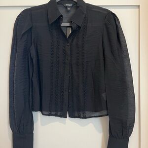 Sheer Black Button-Up Blouse
